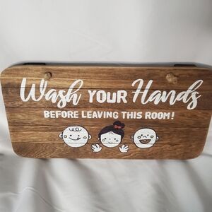 Whoaon rustic wood sign Wash your hands sign